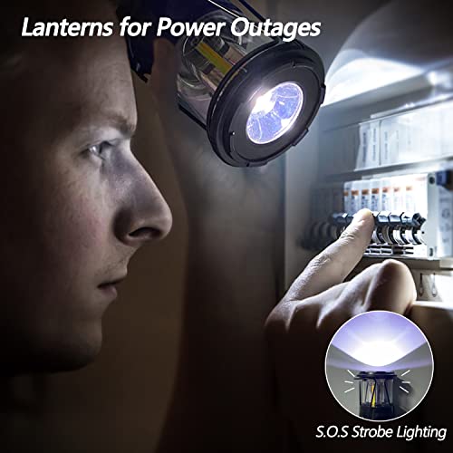 LED Camping Lantern for Power Outages: 3000mAh Solar Rechargeable Lantern with AA Battery Powered Option & USB Charging Port, Emergency Lamp Flashlight for Home Electric Failure & Hurricane