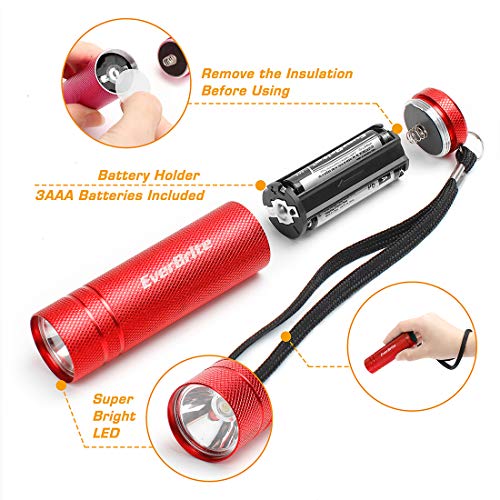 EverBrite 30-Pack Mini Flashlight Set, Aluminum LED Handheld Torches with Lanyard, Assorted Colors, 90 Batteries Included for EDC, Party Favors, Night Reading, Camping, Power Outage, Emergency