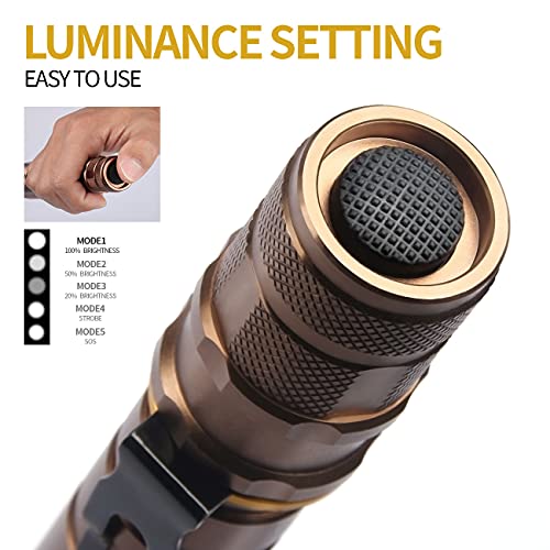 Skywolfeye Led Flashlight 2 Pack Super Bright Flashlights Rechargeable High Lumens Torch 5 Modes Zoomable Waterproof for Camping Kids Adults Outdoor Hiking Emergency (Brown)