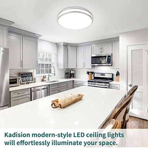 kadision LED Flush Mount Ceiling Light with BN Finish, 3CCT (3000K/4000K/5000K), 1600lm Dimmable Flush Mount Light Fixture 13”, ETL Listed (2 Pack)