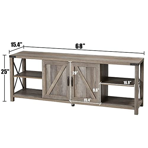 AMERLIFE 4-Piece Living Room Table Set - Includes TV Stand, Coffee Table, & Two End Tables for Farmhouse - Grey Wash