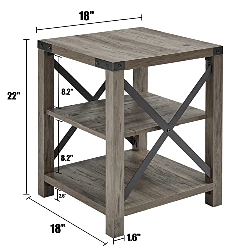 AMERLIFE 4-Piece Living Room Table Set - Includes TV Stand, Coffee Table, & Two End Tables for Farmhouse - Grey Wash