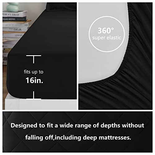 CozyLux Queen Comforter Set with Sheets 7 Pieces Bed in a Bag Black All Season Bedding Sets with Comforter, Pillow Shams, Flat Sheet, Fitted Sheet and Pillowcases