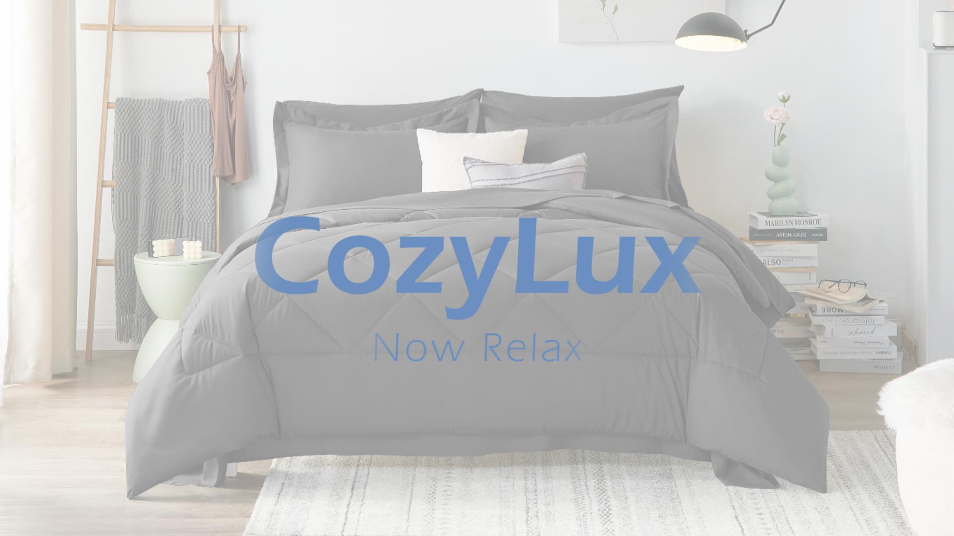 CozyLux Queen Comforter Set with Sheets 7 Pieces Bed in a Bag Black All Season Bedding Sets with Comforter, Pillow Shams, Flat Sheet, Fitted Sheet and Pillowcases