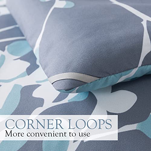Andency Blue Grey Branches Comforter Set Full Size (79x90 Inch) - Reversible Flower Plum Blossom Bed Set 3 Pieces Bed in a Bag Soft Lightweight Microfiber Comforter Bedding Set