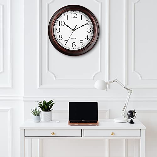 KECYET Wall Clock - 12 Inch Silent Non-Ticking Wall Clocks Battery Operated - Vintage Retro Rustic Style Decorative for Living Room Kitchen (Bronze)