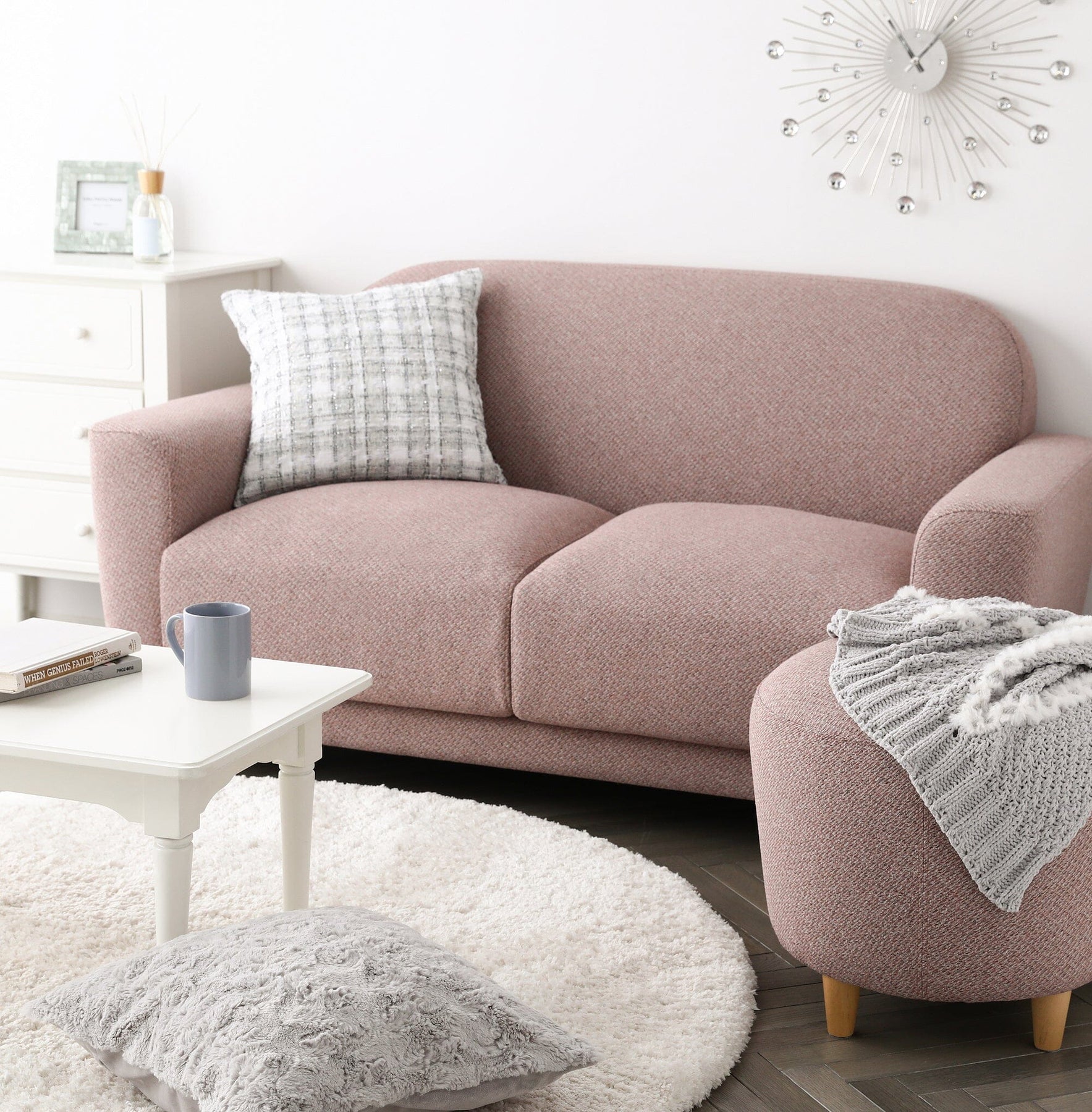 Nuvola Sofa 2 2 Seat Pink (W1500×D800×H770)