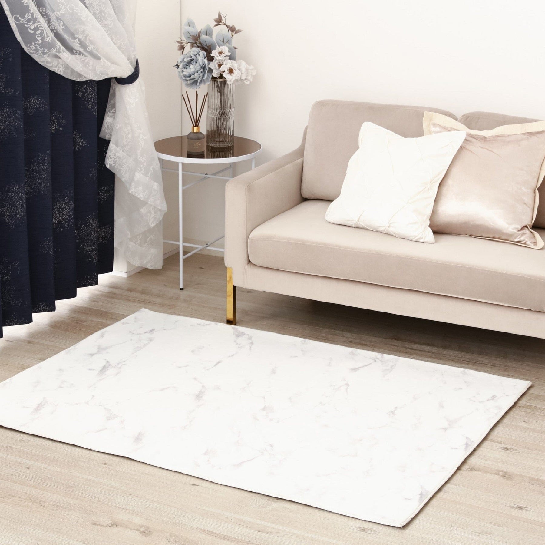Design Print Rug Marble S 1400 X 1000 White